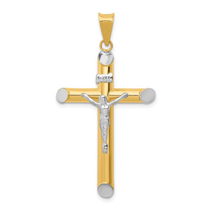 14K Two-Tone w/Rhodium Inri Crucifix Pendant - K3-A9FC5FC5-4675