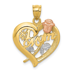 14k Two-Tone w/Rhodium Mom Charm