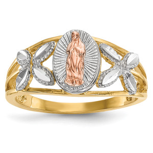 14k Two-tone w/White Rhodium Polished Our Lady of Guadalupe Ring
