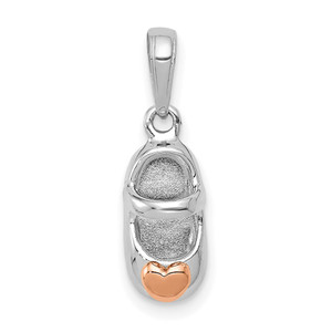 14k Two-tone White and Rose Gold Baby Shoe Charm