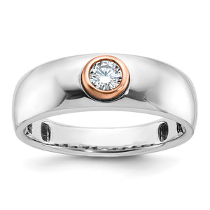 14k Two-tone White/Rose Gold IBGoodman Men's 1/4 carat Diamond Complete Ring