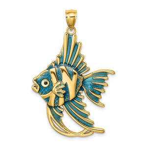 14K w/ Blue Enamel ANGELFISH Charm
