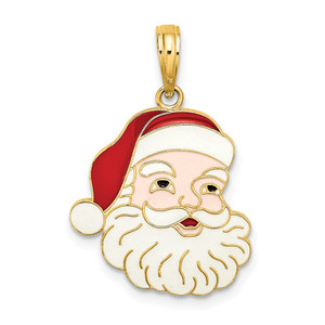 14K w/ Enamel Santa Face Charm