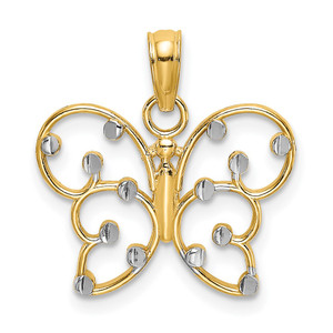 14k w/ Rhodium Butterfly Charm
