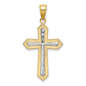 14K W/ Rhodium Center Cross Charm