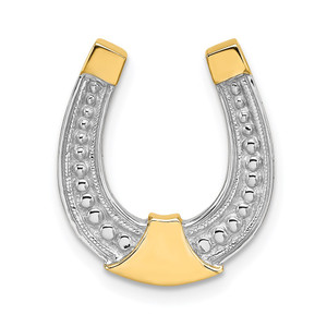 14k w/ Rhodium Horseshoe Chain Slide Charm - K9-D0409501-1597