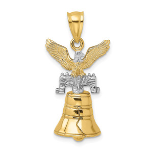 14k w/Rhodium 3D Moveable Liberty Bell w/Eagle Top Charm