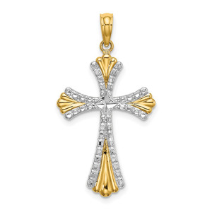 14K w/Rhodium and D/C Reversible Cross Charm
