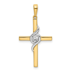 14K w/Rhodium D/C Cross Pendant - K9-3861C136-6712