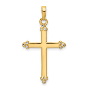 14K w/Rhodium D/C Cross Pendant - K9-40E922E1-6249