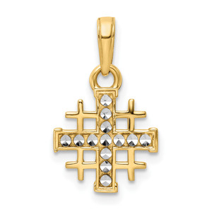 14K w/Rhodium D/C Jerusalem Cross Pendant