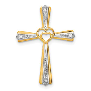 14k w/Rhodium Diamond Cross Pendant