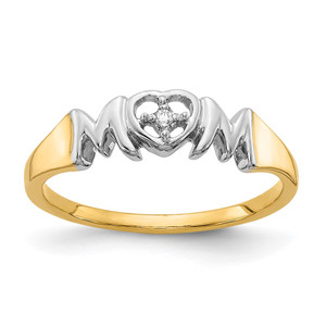 14k w/Rhodium Diamond MOM Ring - RM-3BAAE2AC-5326
