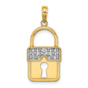 14k w/Rhodium Lock Charm