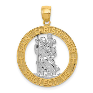 14K w/Rhodium St Christopher Pendant - C4-0AF7A7B3-4510