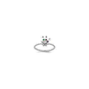 14k WG 3 Birthstone Flower w/ Diamond Mother's Ring Semi-mount
