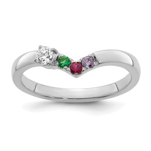 14k WG 3 Birthstone with Diamond with Mother's Ring Semi-mount