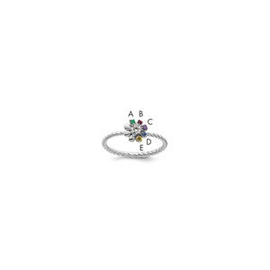 14k WG 5 Birthstone Flower w/ Diamond Mother's Ring Semi Mount