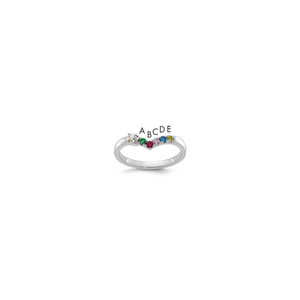 14k WG 5 Birthstone with Diamond with Mother's Ring Semi-mount