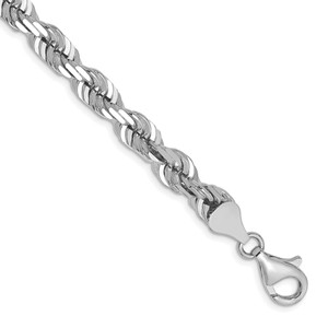 14k WG 6.5mm  D/C Rope with Fancy Lobster Clasp Chain - 04-5305CEDB-9493