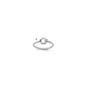 14k WG Dia. Heart w/ 1 Birthstone Mother's Circle Ring Semi-mount