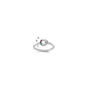 14k WG Dia. Heart W/ 3 Birthstone Mother's Circle Ring Semi-mount