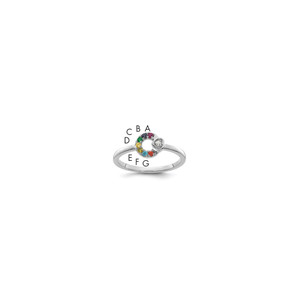 14k WG Dia. Heart w/ 7 Birthstone Mother's Circle Ring Semi-mount