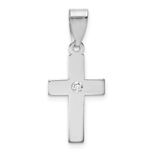 14k White Gold .01ct. Diamond Cross Pendant - XW-88E5456D-6093
