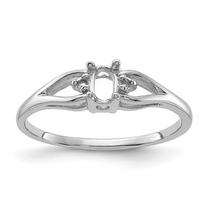14k White Gold .02ct. Diamond & 5x3 Oval Gemstone Ring Mounting