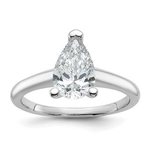 14k White Gold 1 1/2 carat Certified Lab Grown Diamond VS+ F+ Pear Solitare Complete Engagement Ring