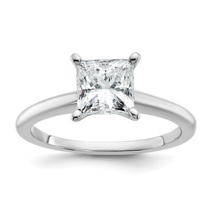 14k White Gold 1 1/2 carat Certified Lab Grown Diamond VS+ F+ Princess Complete Solitare Engagement Ring
