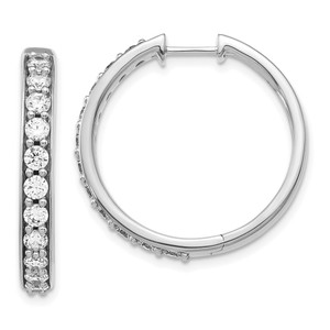 14k White Gold 1 1/2 carat Lab Grown Diamond VS/SI+ G+ Complete Hinged Hoop Earrings - EM-6B575980-8854