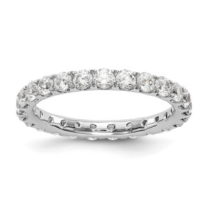14k White Gold 1 1/2 carat Lab Grown Diamond VS/SI+ G+ Size 5.5 Shared Prong Eternity Band