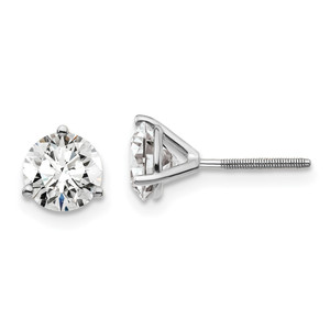 14k White Gold 1 1/2 ctw Certified Lab Grown Diamond VS+ F+ Round 3 Prong Heavy Wt. Screwback Stud Earrings