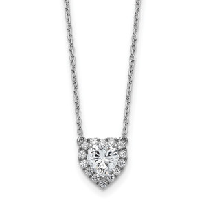 14k White Gold 1 1/5 carat Lab Grown Diamond VS/SI+ G+ Complete 18 inch Halo Heart Necklace