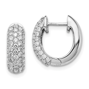 14k White Gold 1 1/5 carat Lab Grown Diamond VS/SI+ G+ Complete Hinged Hoop Earrings
