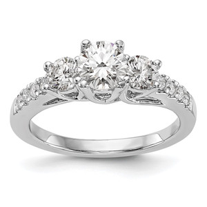 14k White Gold 1 1/5 carat Lab Grown Diamond VS/SI+ G+ Complete Size 7 Three Stone Engagement Ring