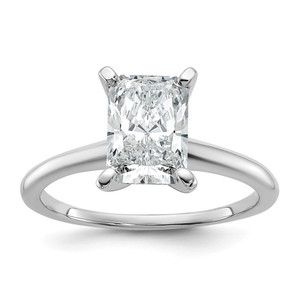 14k White Gold 1 3/4 carat Certified Lab Grown Diamond VS/SI+ G+ Radiant Solitare Complete Engagement Ring
