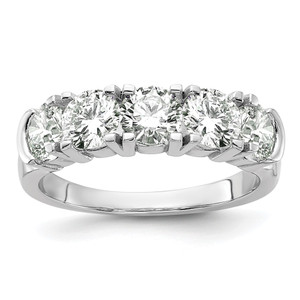 14k White Gold 1 3/4 carat Lab Grown Diamond VS/SI+ G+ Five Stone Complete Band