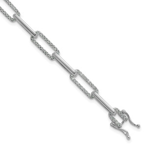 14k White Gold 1 3/8 carat Lab Grown Diamond VS/SI+ G+ Fashion Link Bracelet