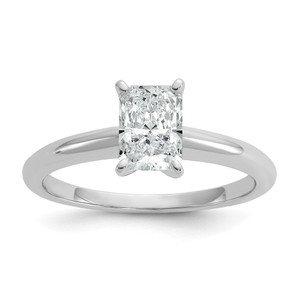 14k White Gold 1 carat Certified Lab Grown Diamond VS+ F+ Radiant Solitare Complete Engagement Ring