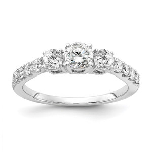 14k White Gold 1 carat Lab Grown Diamond VS/SI+ G+ 5/8 carat Center Round Semi Mount Size 5 Engagement Ring