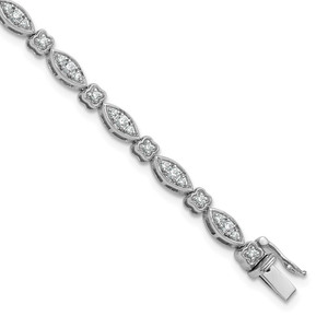 14k White Gold 1 carat Lab Grown Diamond VS/SI+ G+ 7 inch Fancy Bracelet