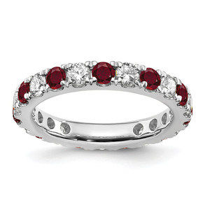 14k White Gold 1 carat Lab Grown Diamond VS/SI+ G+ and Lab Created Ruby Size 6.5 Eternity Band