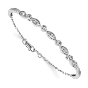 14k White Gold 1 carat Lab Grown Diamond VS/SI+ G+ Bangle Bracelet