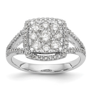 14k White Gold 1 carat Lab Grown Diamond VS/SI+ G+ Complete Cluster Engagement Ring - RM-11566BF0-5689