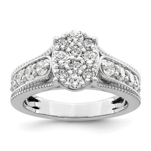 14k White Gold 1 carat Lab Grown Diamond VS/SI+ G+ Complete Cluster Engagement Ring - RM-B606EA6D-7146