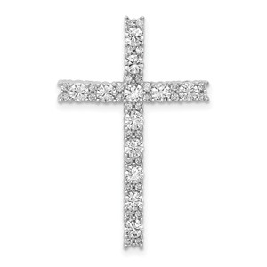 14k White Gold 1 carat Lab Grown Diamond VS/SI+ G+ Complete Cross Chain Slide Pendant - PM-63A7E212-2759
