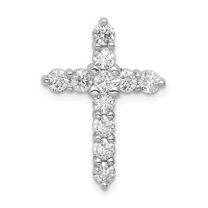 14k White Gold 1 carat Lab Grown Diamond VS/SI+ G+ Complete Cross Chain Slide Pendant - PM-8B73C6BF-8370