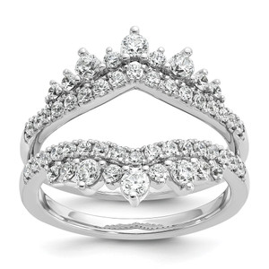 14k White Gold 1 carat Lab Grown Diamond VS/SI+ G+ Complete Double Row Ring Guard